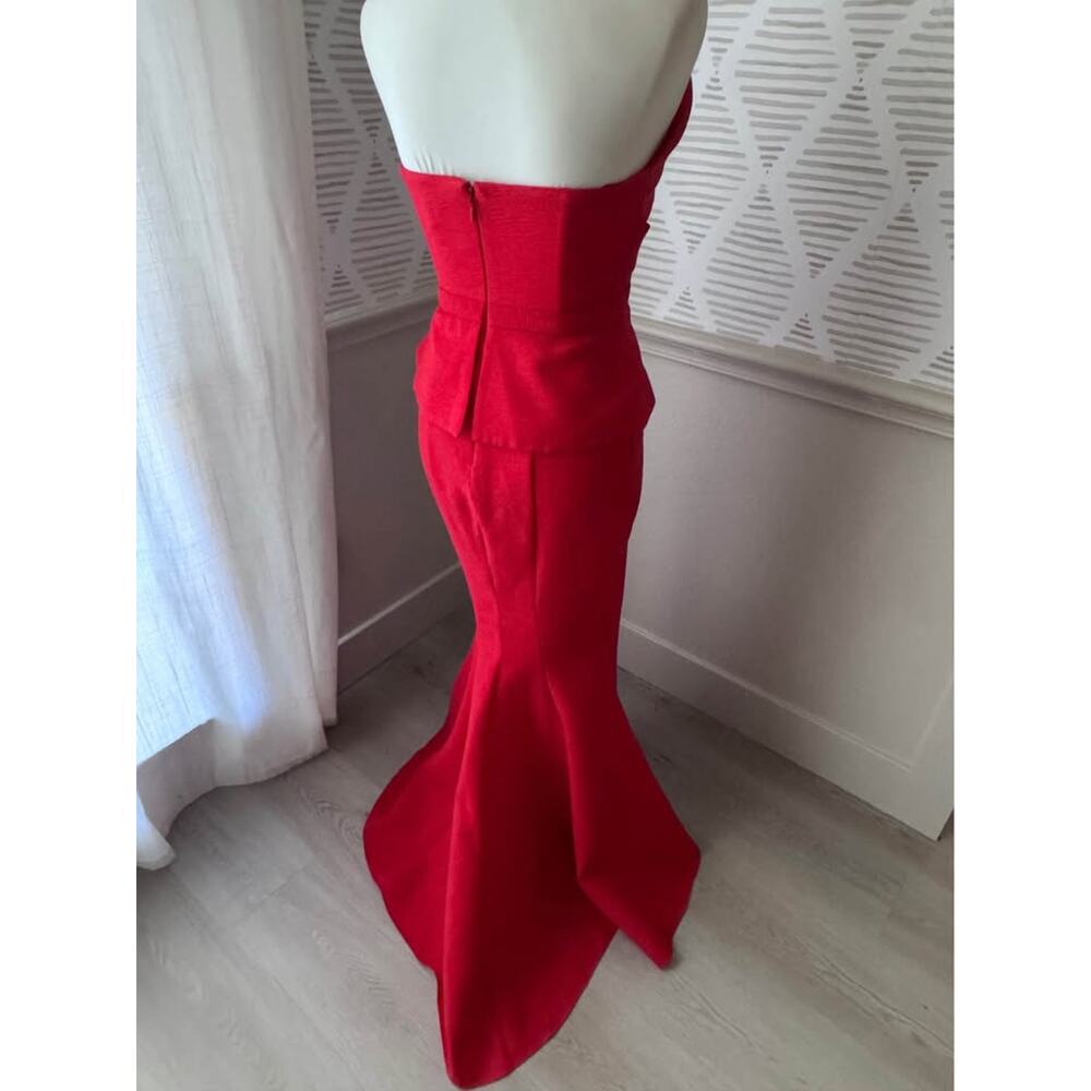 BCBGMaxAzria Women’s Size 4 Gracie Red Strapless Peplum Red Formal Gown Dress - Picture 8 of 10